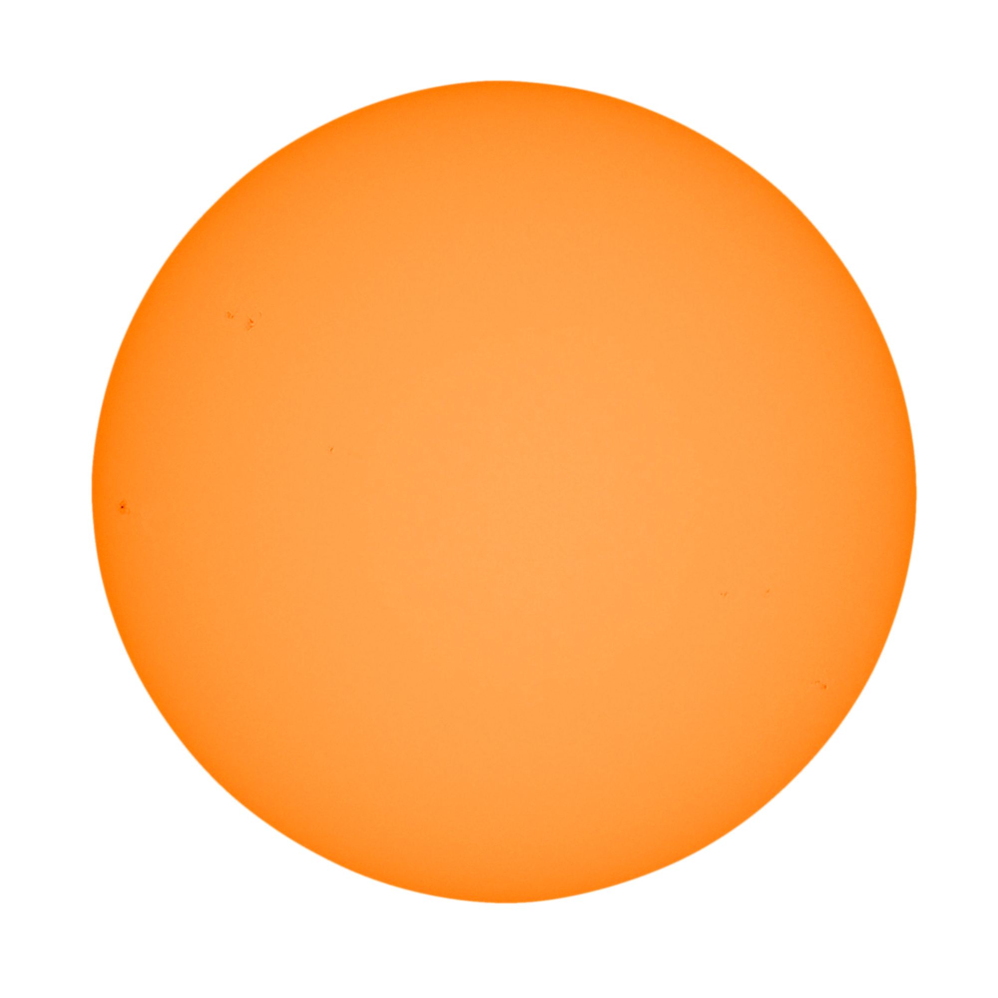 Sun with sunspots seen with telescope transparent background
